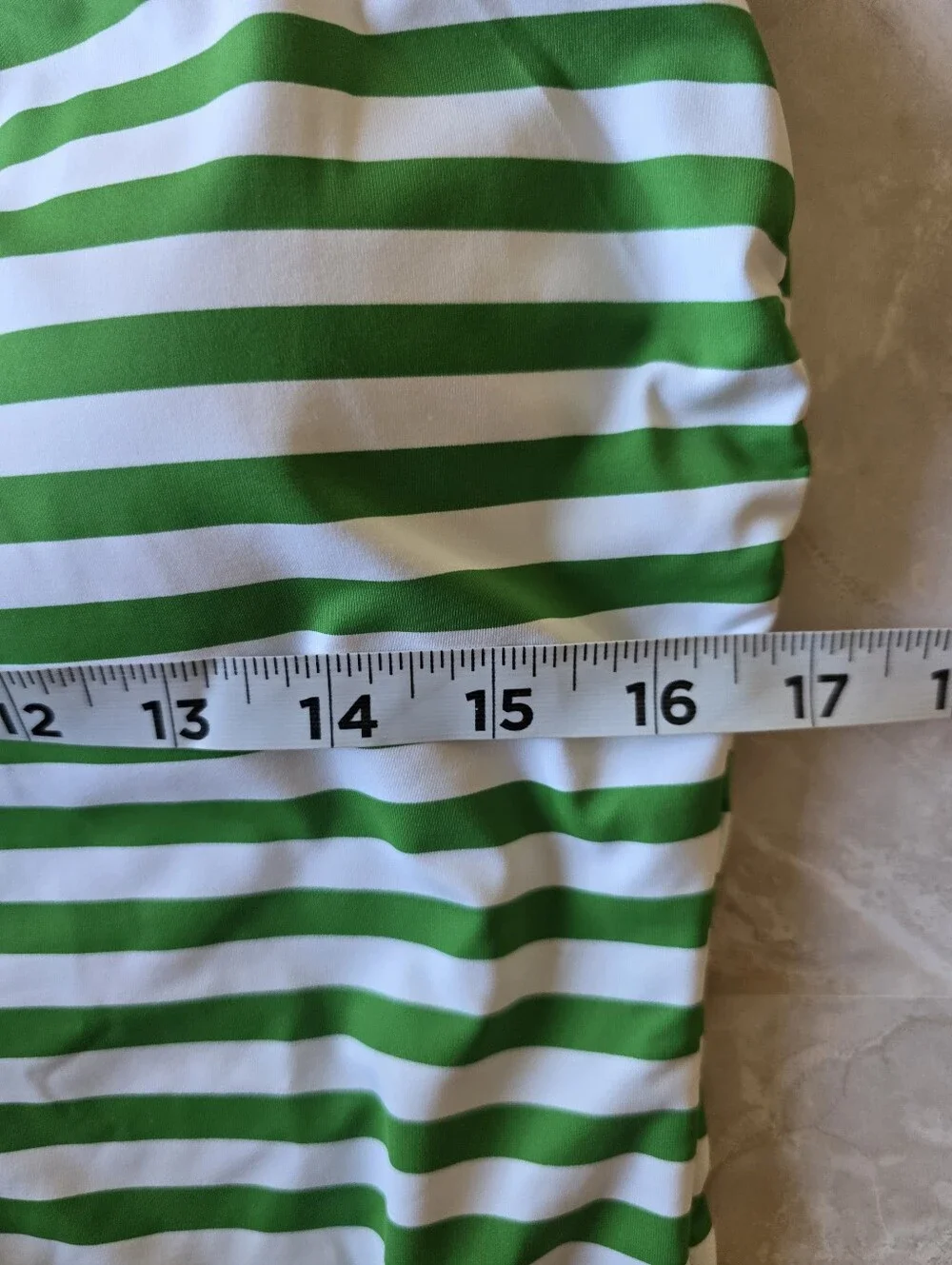 Polo Ralph Lauren Green White Stripe  Swimsuit L Pony Preppy Coastal Old Money